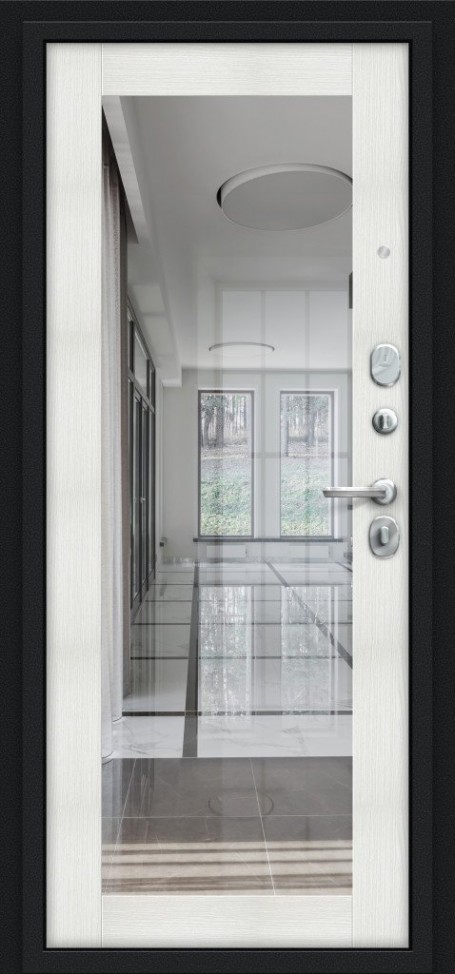 Входная дверь Флэш 119.Б15, цвет: Букле черное/Bianco Veralinga