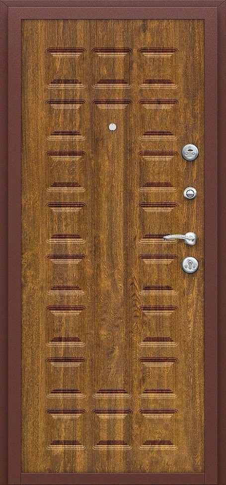 Входная дверь Йошкар, цвет: Антик Медь/П-17 (Золотистый Дуб)