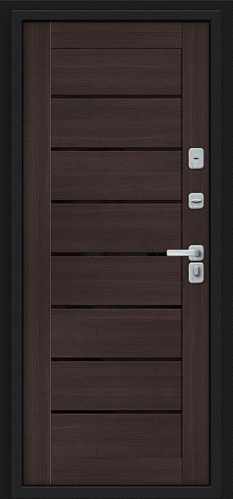 Входная дверь Thermo Техно Декор-2, цвет: Букле черное/Wenge Veralinga