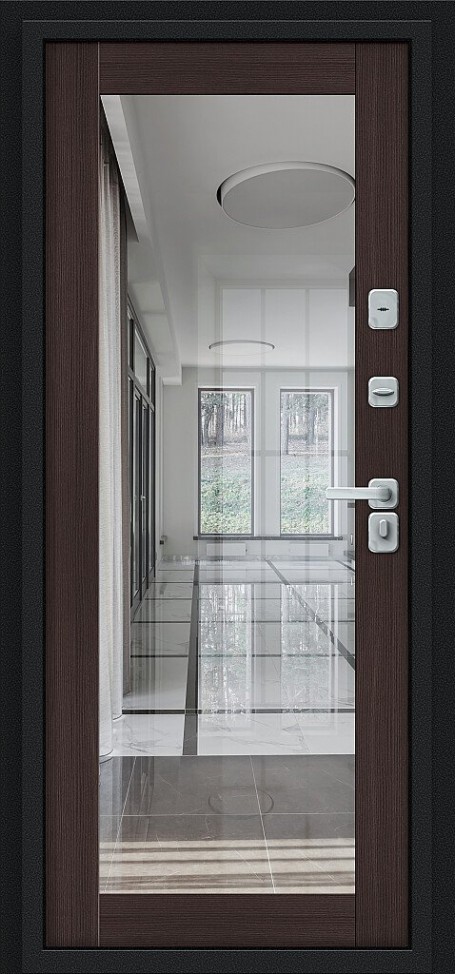 Входная дверь Thermo Флэш Декор-2, цвет: Букле черное/Wenge Veralinga