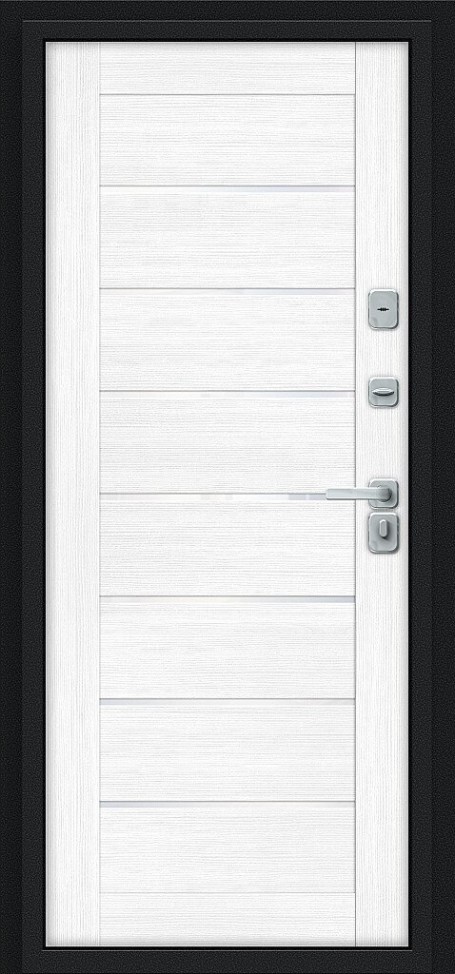 Входная дверь Thermo Техно Декор-2, цвет: Букле черное/Snow Melinga